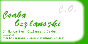 csaba oszlanszki business card